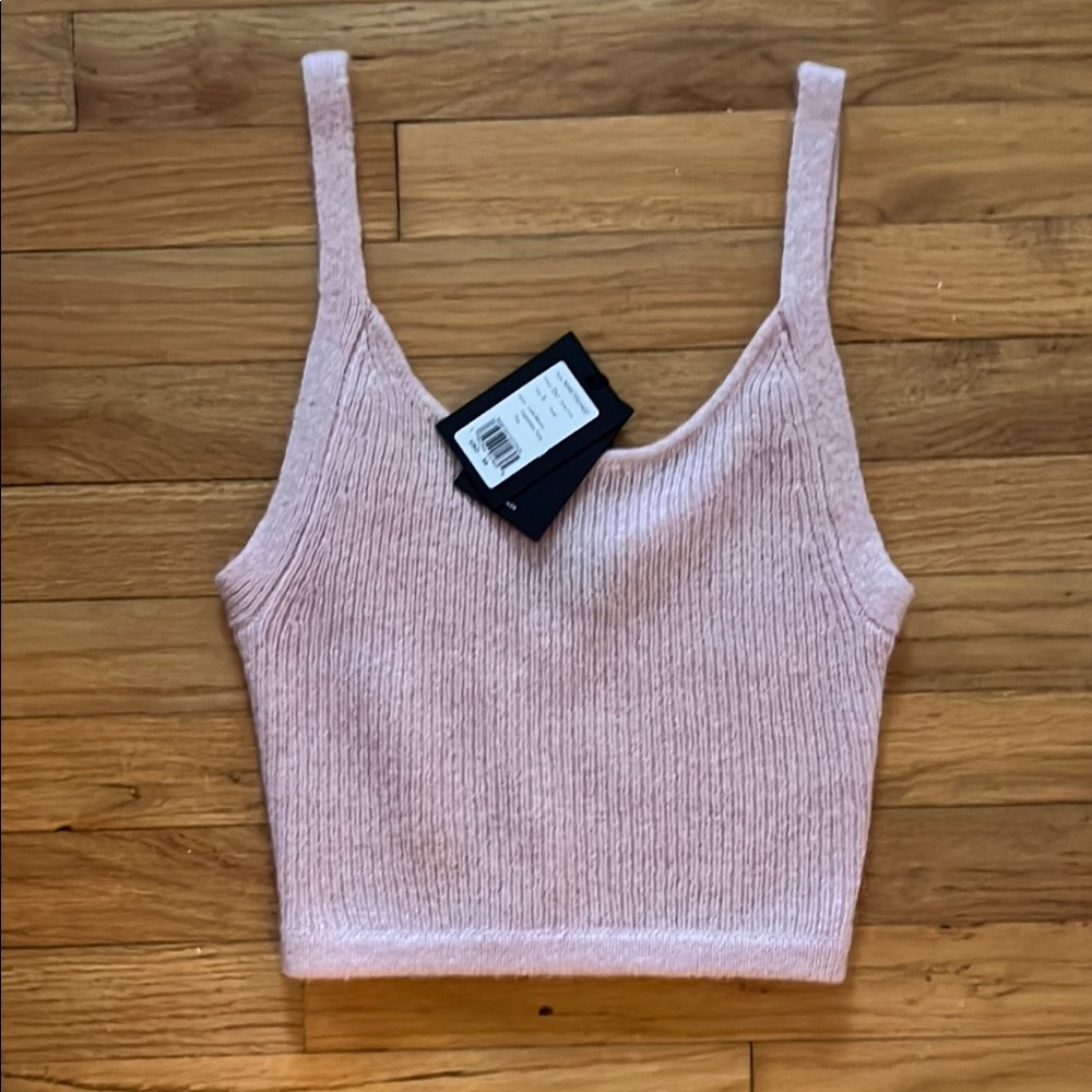 Pink Ribbed Knit Tank Top